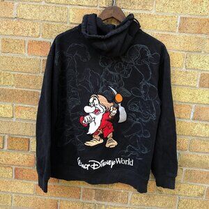 Vintage Embroidered Disney Hoodie 'Grumpy' Medium